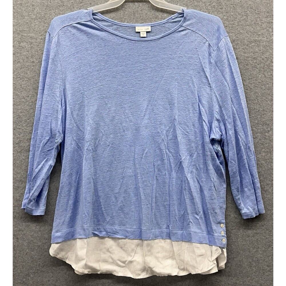 J Jill Sweater Womens XL Scoop Neck Love Linen Layered Pullover Long Sleeve baby